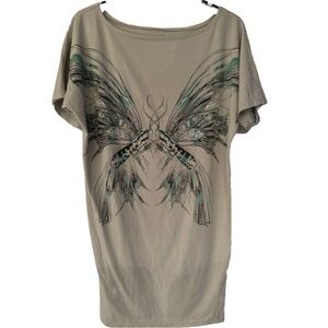 Key Closet Butterfly Studded Women’s Grey Short Sleeve Size Small